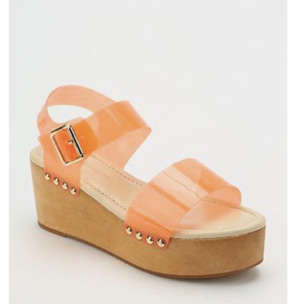 Madison Harding wood platform sandal in jelly ORANGE 9
